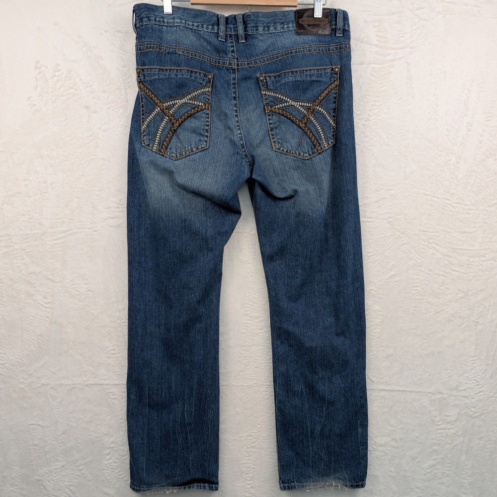 VTG Royal Premium Jeans Men 38x31 Blue Straight Baggy Embroidered Streetwear Y2K - Picture 3 of 11